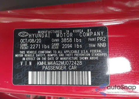 2021 Hyundai Elantra Sel из США, поврежденный, VIN KMHLM4AG2MU072428